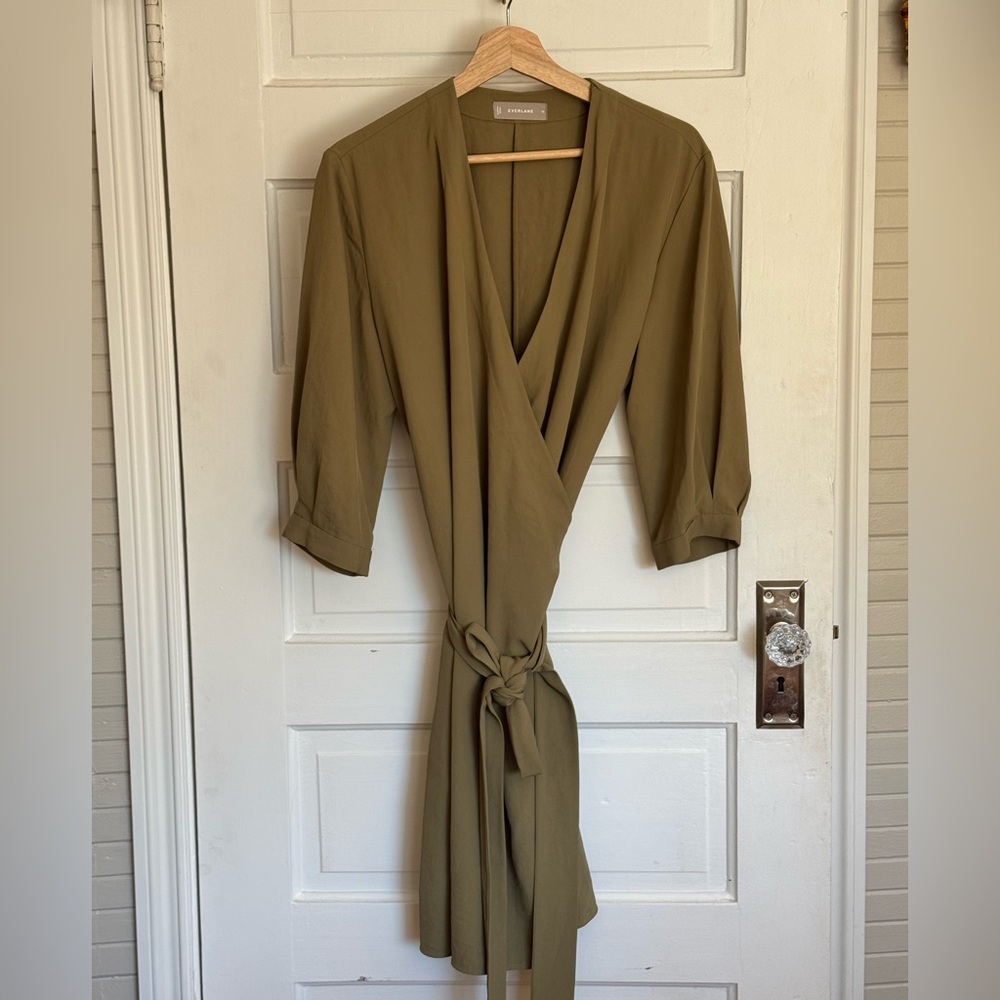 Everlane Japanese GoWeave Wrap Dress Green 10